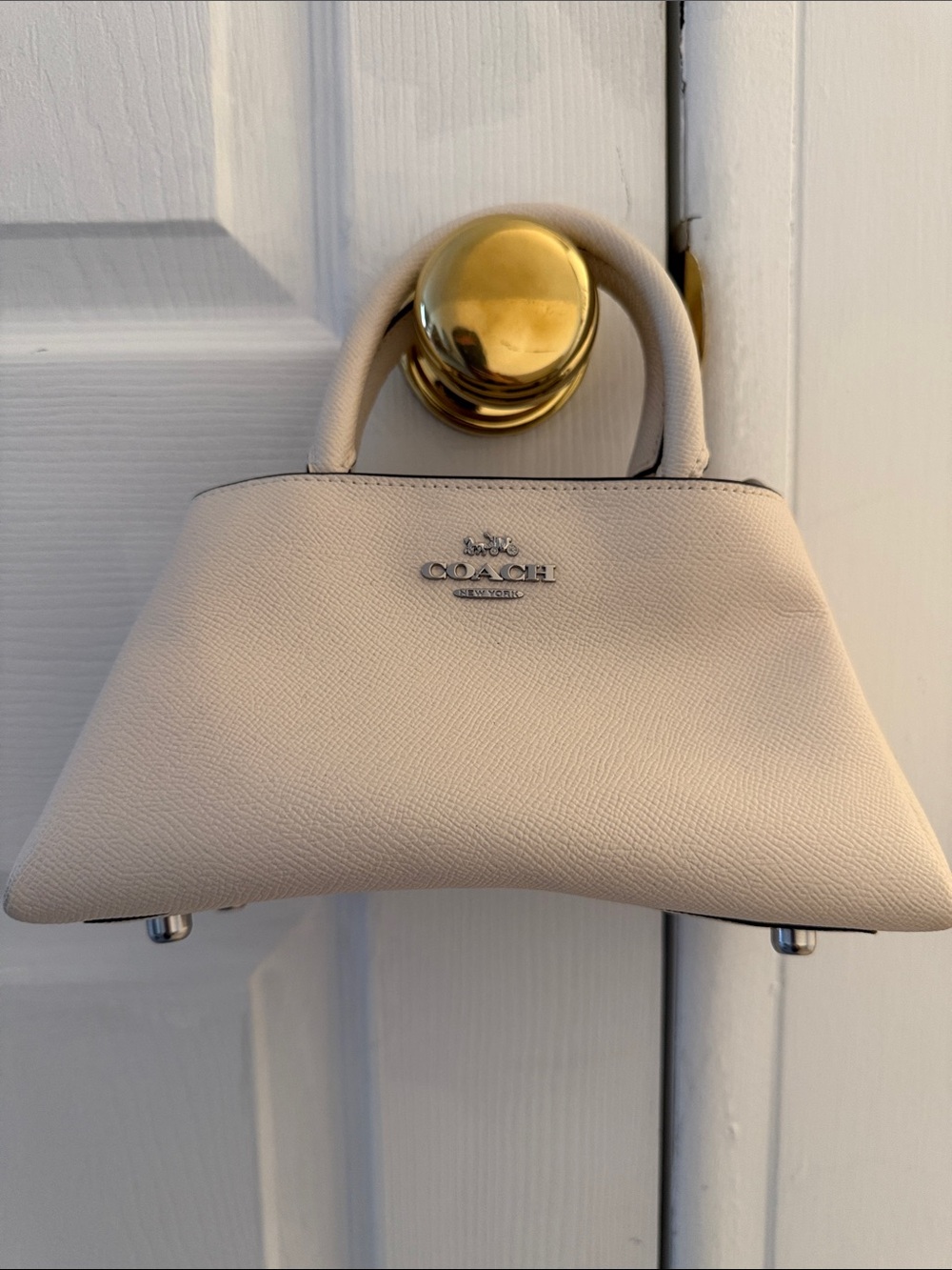 Coach Cream Pebbled Leather Mini Satchel Tote